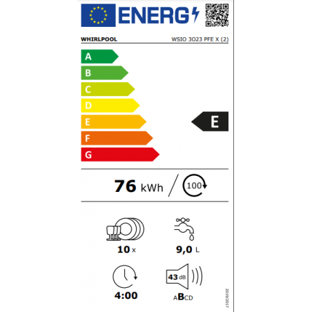MÁQUINA DE LAVAR LOUÇA WHIRLPOOL - WSIO 3O23 PFE X