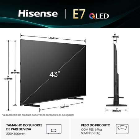 QLED HISENSE - 43E7Q