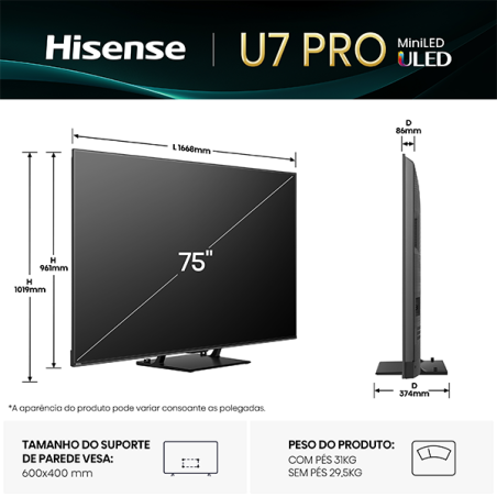 MINI LED HISENSE - 75U7Q PRO