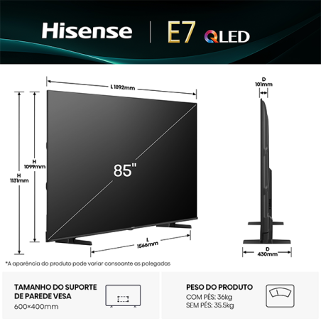 QLED HISENSE - 85E7Q