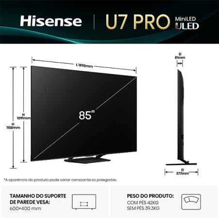 MINI LED HISENSE - 85U7Q PRO